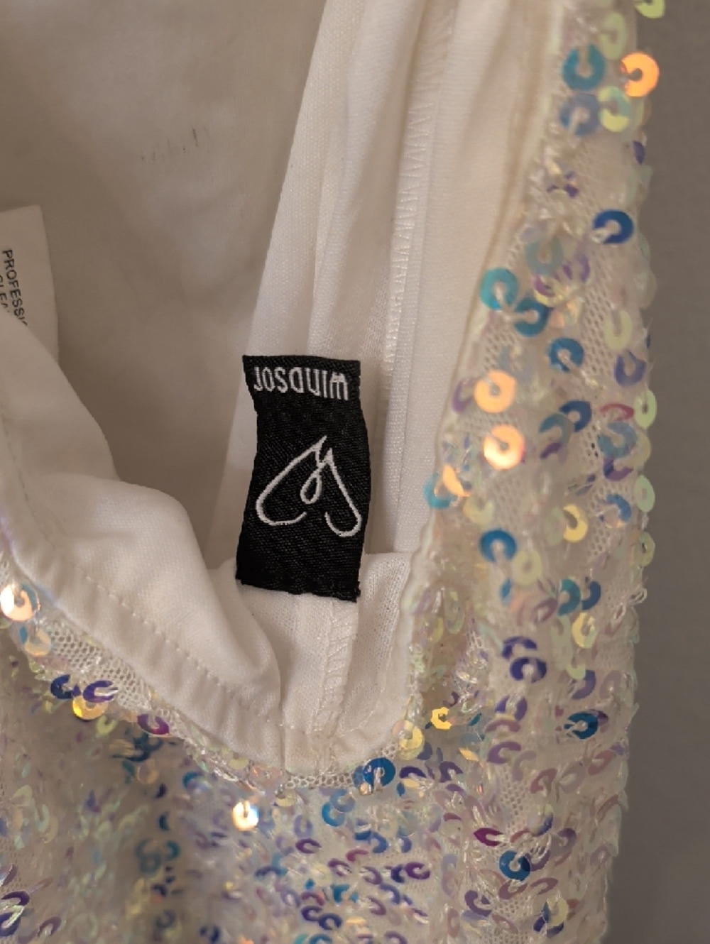 Windsor Iridescent Sequin Cowl Neck Mini Dress - White/Cream - Picture 2 of 6